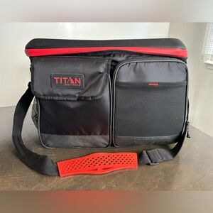Titan Deep Freeze Black & Red Insulated and Collapsable Cooler - holds 50 cans
